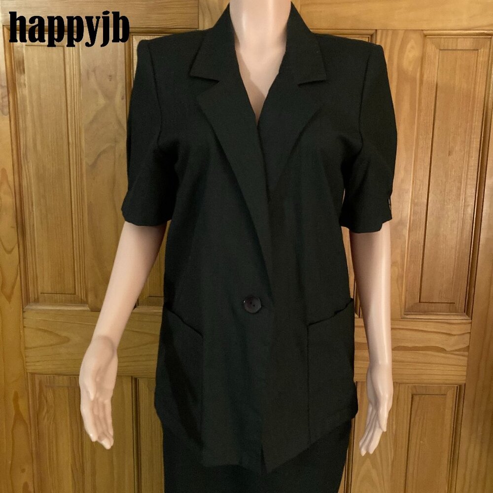 EUC Lisa Josephs Vintage 80s Blazer Short Sleeve Black Size M Medium